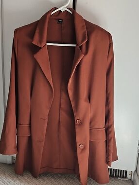 SHEIN Rust Brown Single-Breasted Blazer Jacket